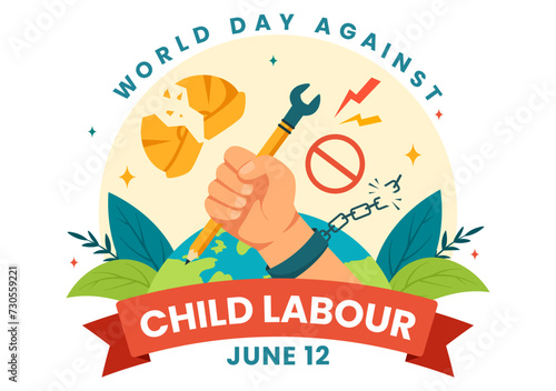 World Day Against Child Labour Vector Illustration on 12 June with Children Working for the Necessities of Life in Flat Cartoon Background