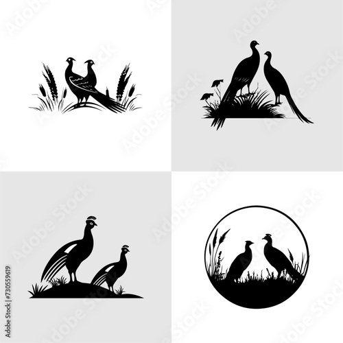 Simple logo of a pair of pheasants in the wild