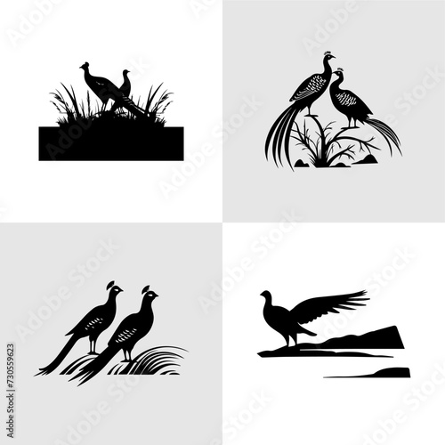 Simple logo of a pair of pheasants in the wild