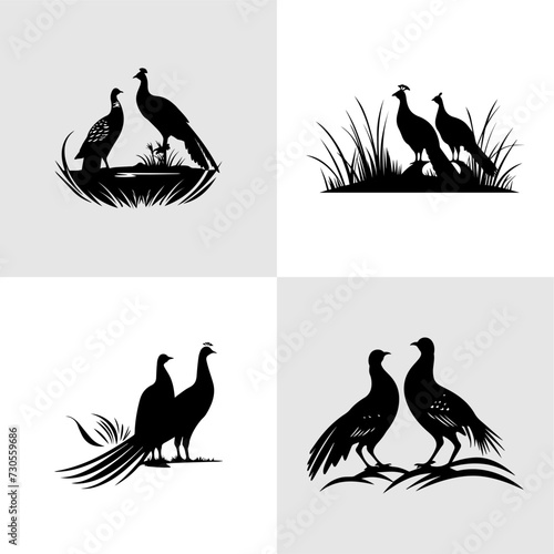 Simple logo of a pair of pheasants in the wild