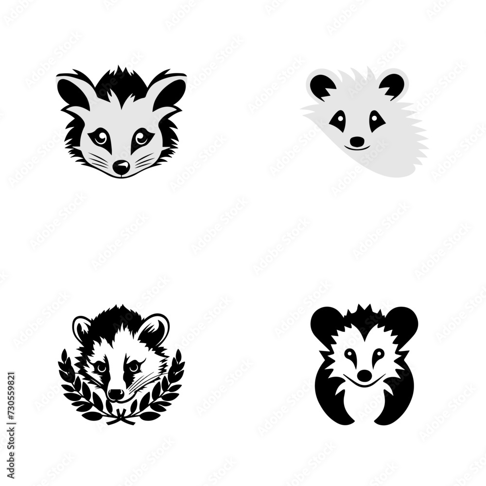 Obraz premium Cute possum icon logo set