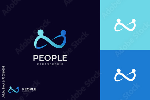 abstract people friendship logo icon design with infinity graphic symbol. creative Logo Design Template Element for partnership logo icon design