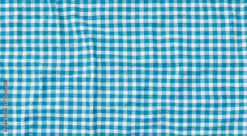 Vintage Blue Gingham Tablecloth Fabric Seamless Pattern Texture for Kitchen and Picnic Design
