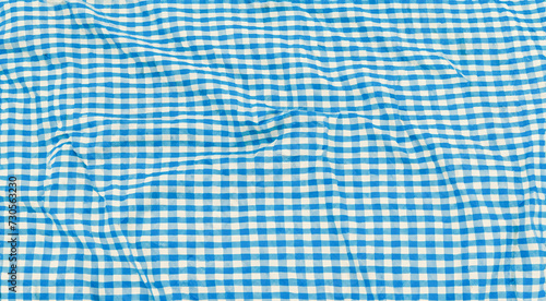 Vintage Blue Gingham Tablecloth Fabric Seamless Pattern Texture for Kitchen and Picnic Design