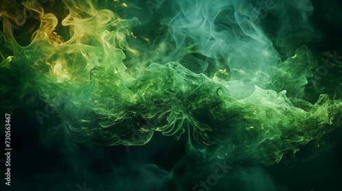 Green fire flame with ember particles.