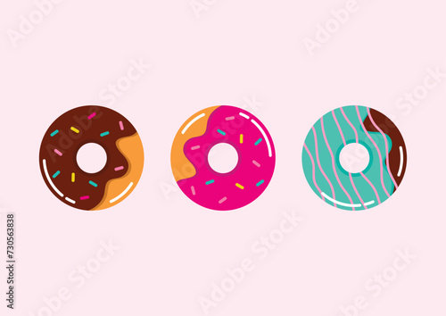 Collection of donuts with multicolored glaze
