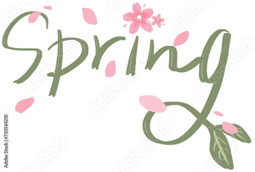 spring text illustration with cherry blossom
