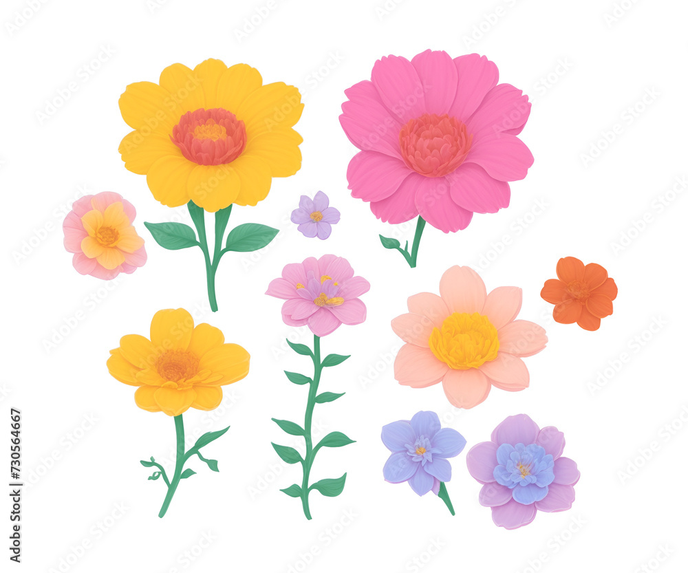 Flowers illustration collection,flower clipart png on transparent background 