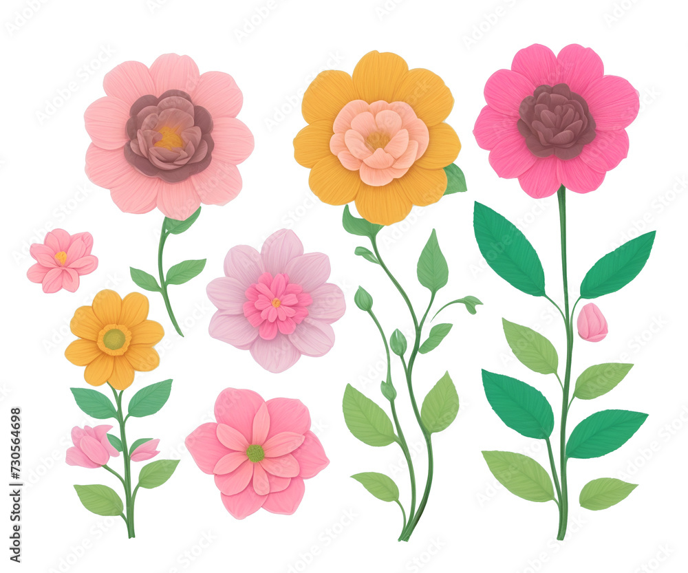 Flowers illustration collection,flower clipart png on transparent background 