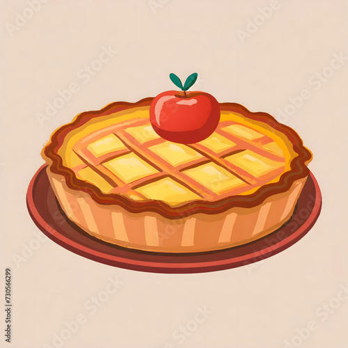 Illustration vector graphic of sweet apple pie vector icon illustration. food icon concept isolated premium vector. flat cartoon style