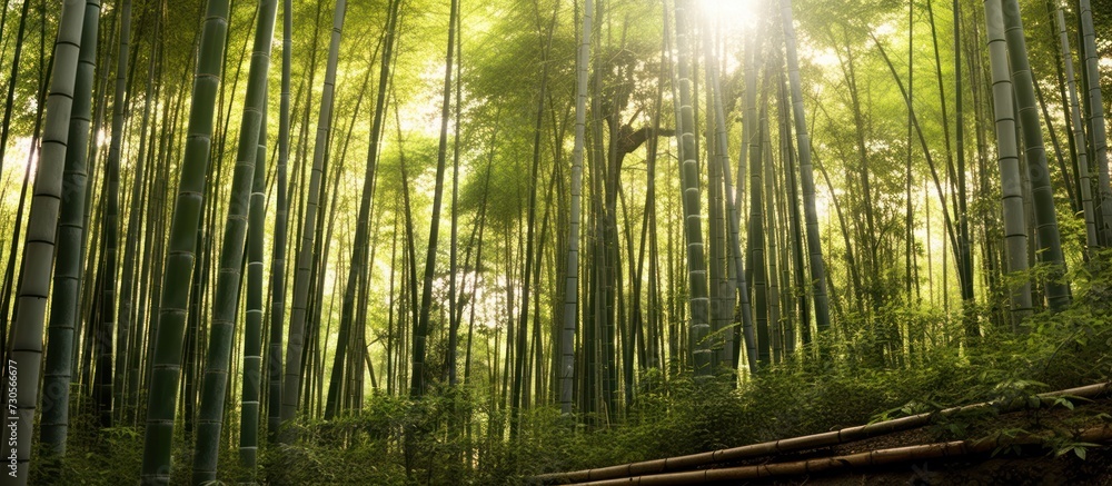 Fototapeta premium Bamboo tree with sunlight.