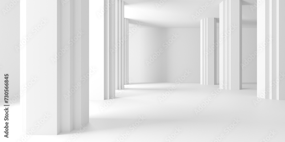 Fototapeta premium Minimalistic room space. White clean empty architecture interior