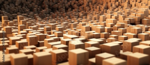 Fototapeta Naklejka Na Ścianę i Meble -  3d rendering background of orange abstract square blocks