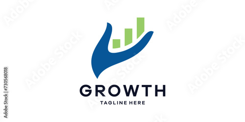 logo design combination of hand shape with investment graphics, financial logo design.