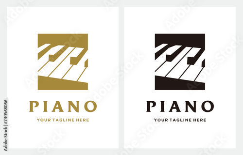 Simple Piano Music studio flat logo design vector