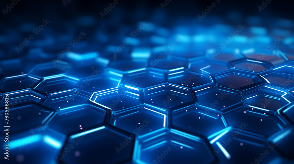 Abstract blue hexagonal technology background, featuring intricate patterns and futuristic elements, evoking a sense of innovation and advancement Abstract blue hexagonal technology background, featuring intricate patterns and futuristic elements, evoking a sense of innovation and advancement