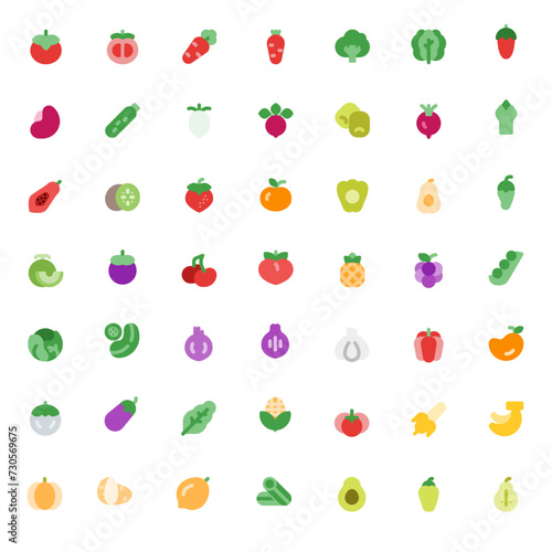 Fototapeta Naklejka Na Ścianę i Meble -  Vegetable Color Icon Collection for Website, Print, Mobile User Interface