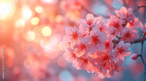 Cherry Blossoms with Bokeh at Sunset