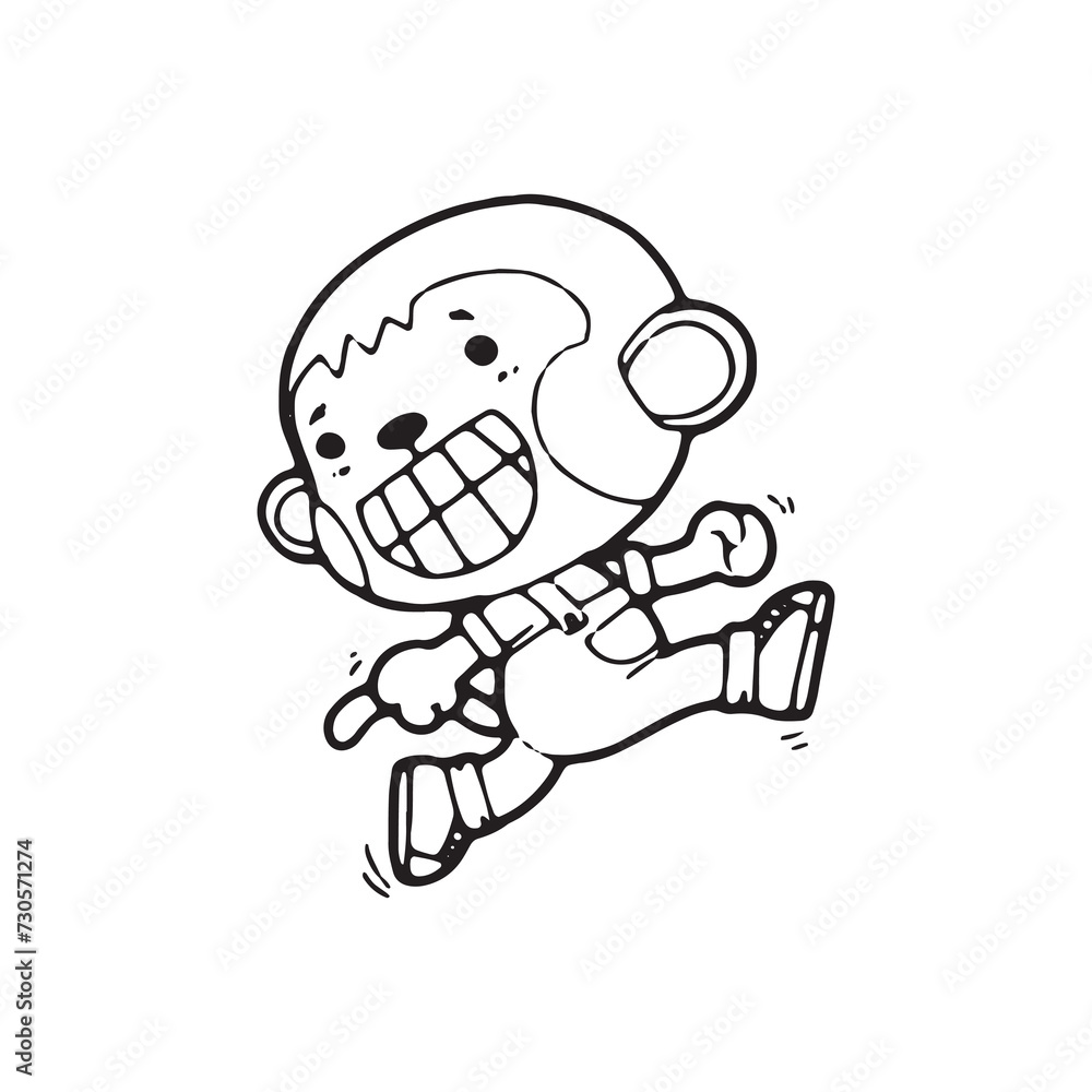 cartoon monkey doodle comic illustration vector isolated on white background