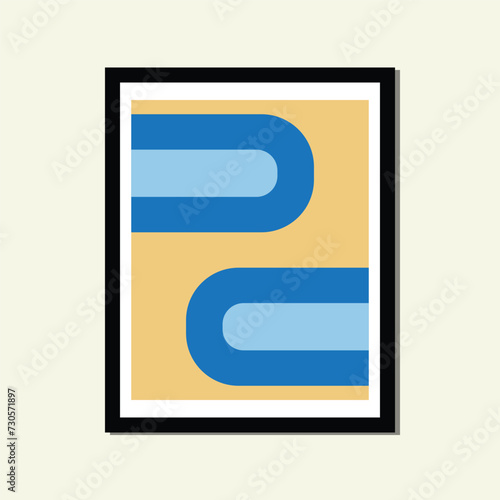 Bohemian style hand painting landscape modern aesthetic poster abstract geometric shape framed contemporary scandinavian mid century digital A3 A4 print book home wall decoration fabric card