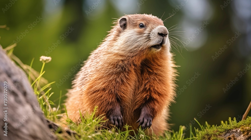 Image of a marmot with fluffy fur. Image of a marmot with fluffy fur.