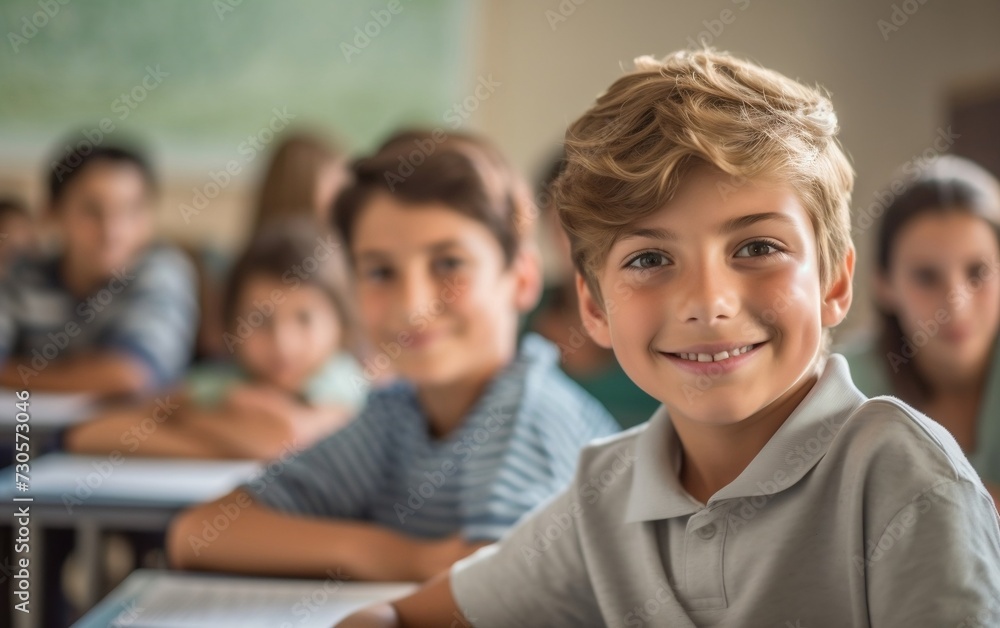 Group of Children Sitting at Desks in a Classroom Group of Children Sitting at Desks in a Classroom