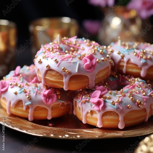 Pink Frosted Donuts with Colorful Sprinkles