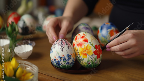 Hand-Painting Floral Designs on Easter Eggs