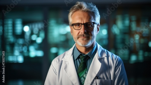 Confident Senior Doctor with Glasses in Clinic