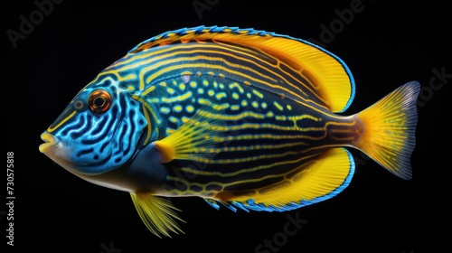 Blue and Yellow Striped Emperor Angelfish