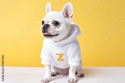 pet dog wear white shirt hoodie for mockup. AI generative