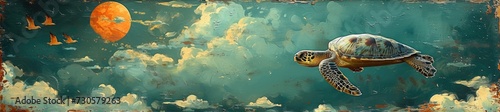 curious turtles lounging on whimsical clouds (1)  © Tungbackground