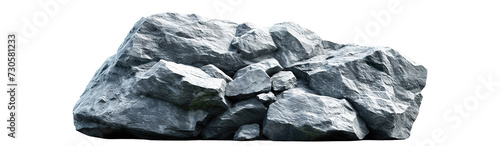 large, rugged grey stone with intricate textures, isolated on a white background