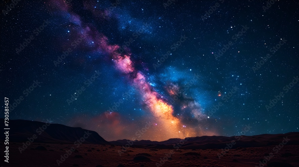 Milky Way Galaxy Tree Landscape Photography (Generative AI)