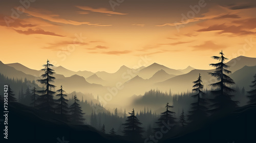 Forest landscape  exotic foggy forest