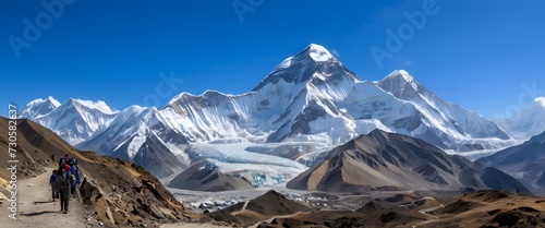 Panoramic view of Mount Everest from Kala Patthar, Everest Region, Nepal