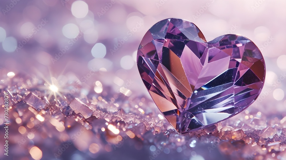 Fototapeta premium Heart Shaped Amethyst Natural Gemstone. (Generative AI)