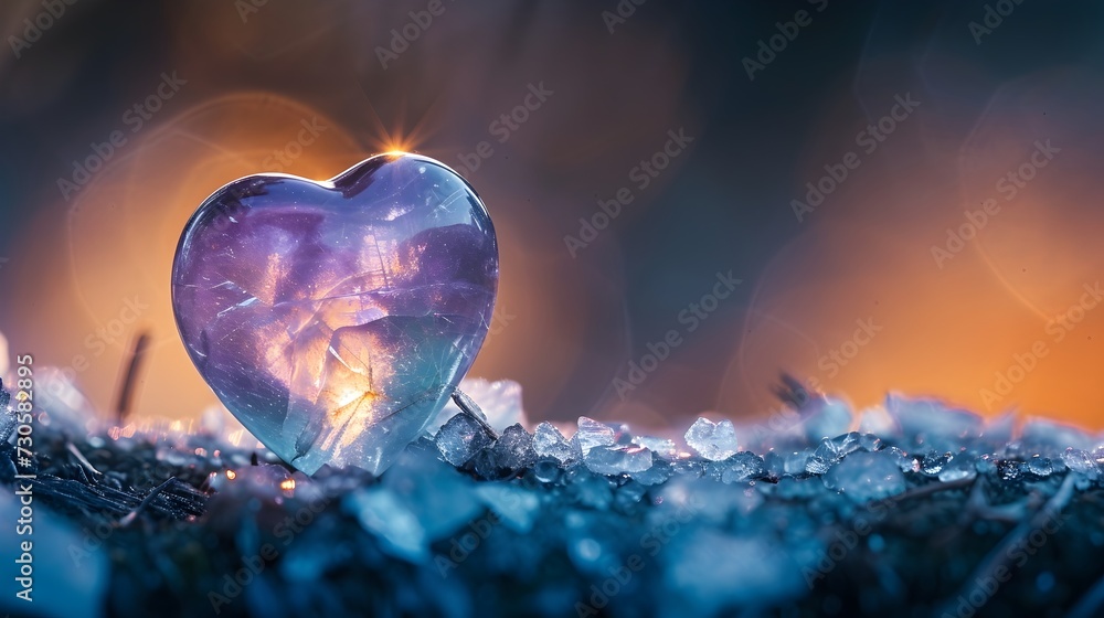 Fototapeta premium Heart Shaped Amethyst Natural Gemstone. (Generative AI)
