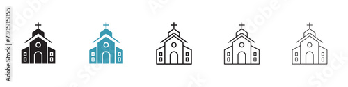 Religious Structure Vector Icon Set. Sacred Building vector symbol for UI design.