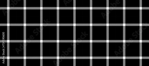 Seamless windowpane pattern. Checkered plaid repeating background. Tattersall tartan texture print for textile, fabric. Repeated black and white gingham check wallpaper. Vector backdrop