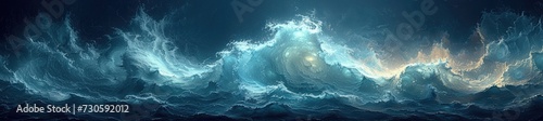 dynamic ocean wave abstraction, abstract design, in the style of textured surface layers