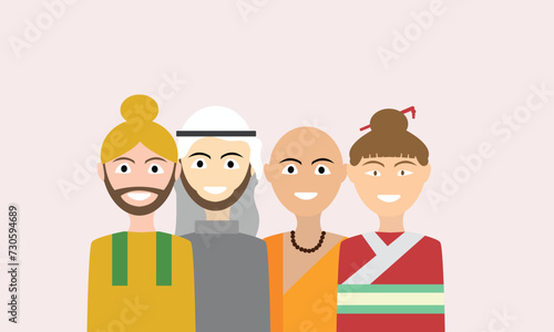 People of different nationalities and religions, Cross cultural, racial equality, multi ethical, diversity and multiculturalism concept.