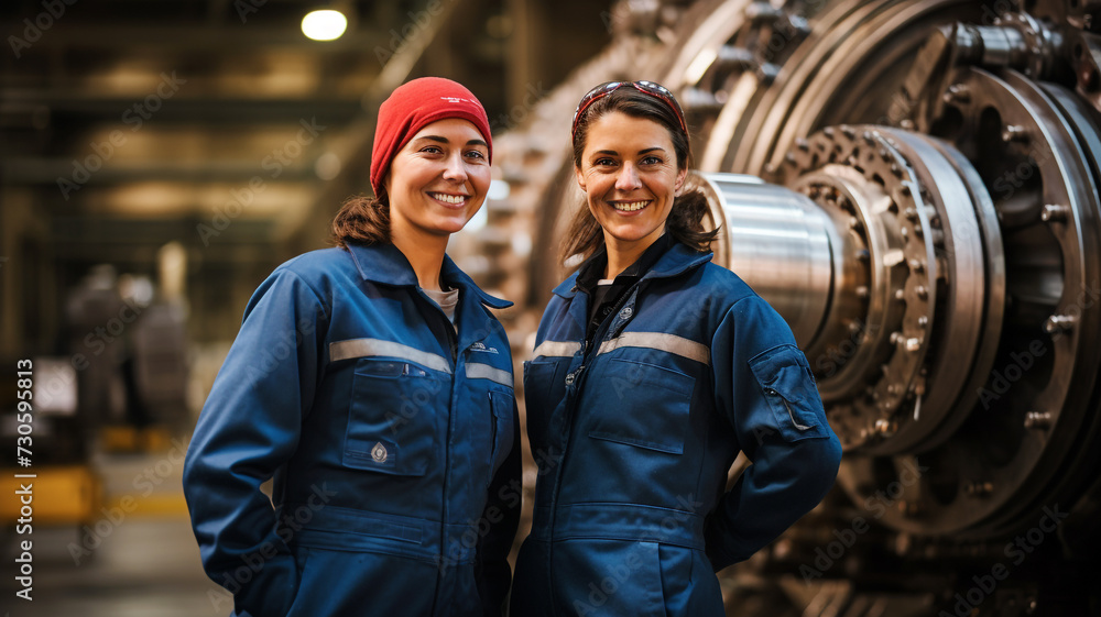 Fototapeta premium Portrait of two female rocket engineers