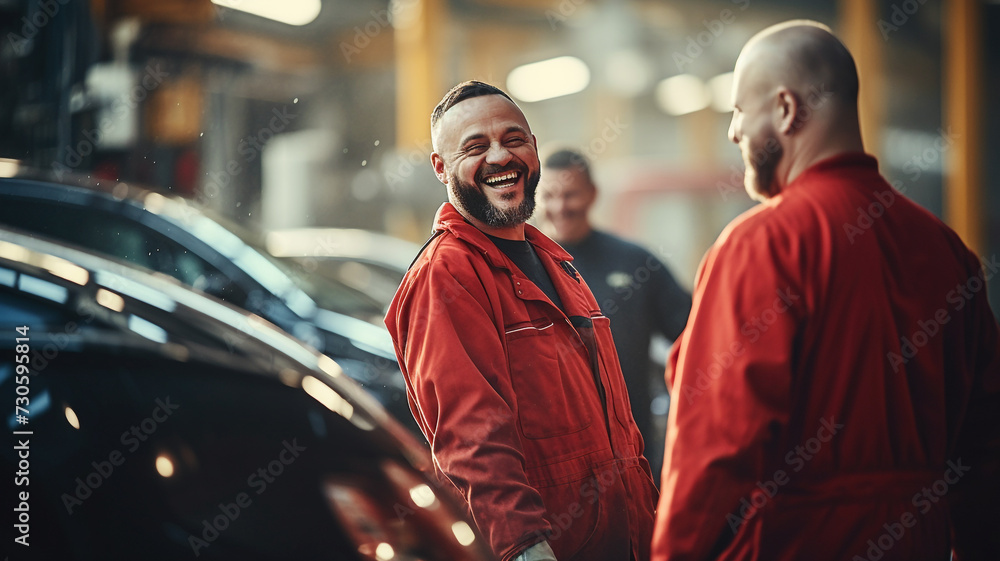 Men working at a car manufacturing plant
