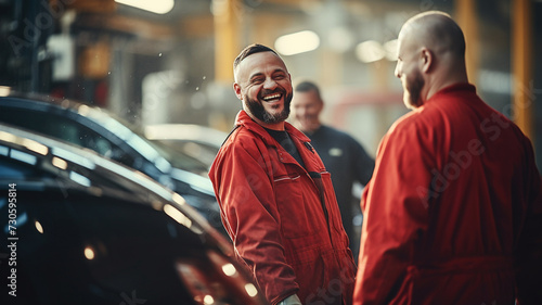 Men working at a car manufacturing plant