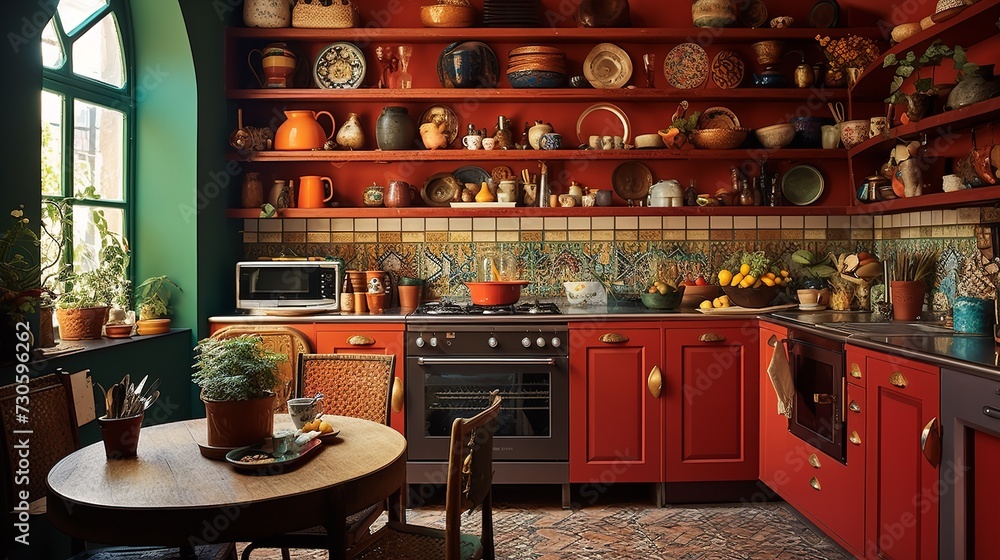 Global Bohemian Chic Kitchen - A Fusion of Cultures and Colors
