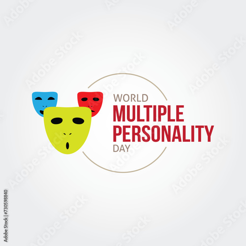 World Multiple Personality Day Vector Illustration.  It aims to raise awareness and understanding about DID, a complex mental health condition characterized by the presence of more distinct identities