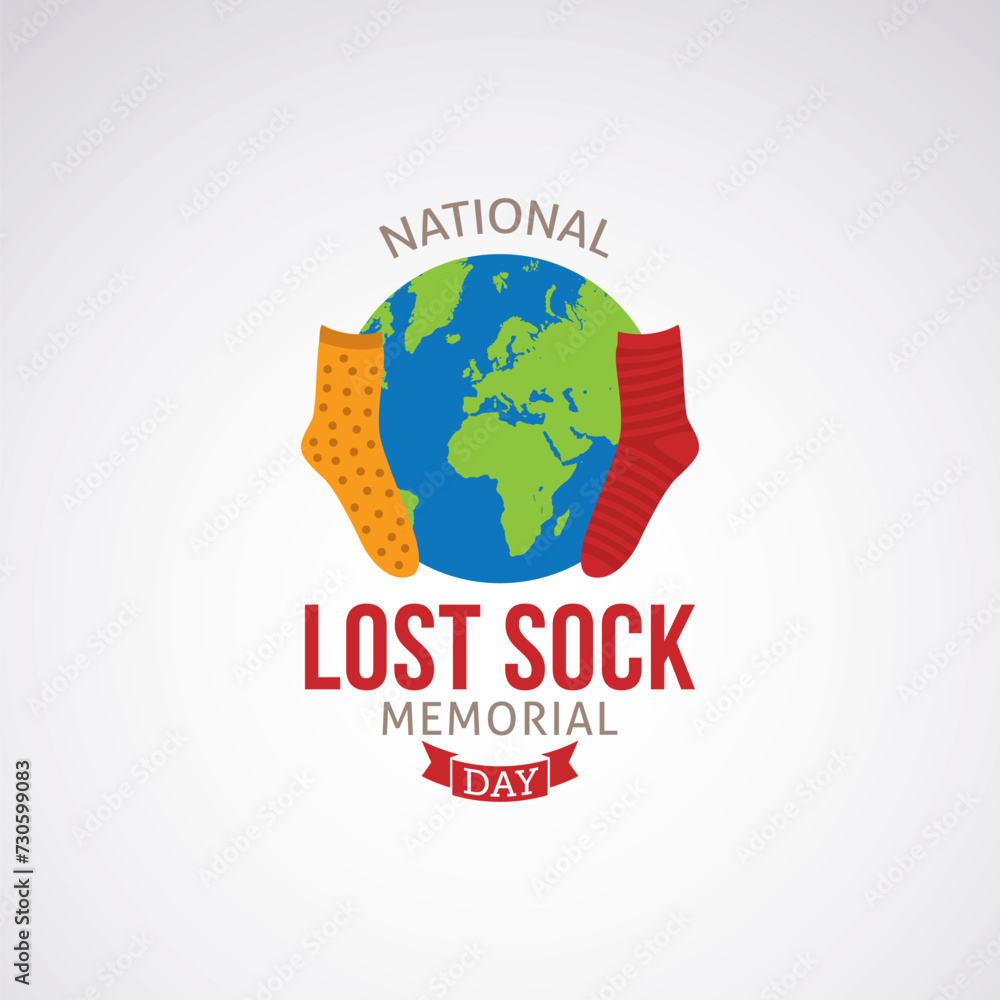 Lost Sock Memorial Day Vector Illustration. it's celebrated by some people with activities like throwing out single socks, using them for cleaning purposes, or creating fun crafts. flat style design.