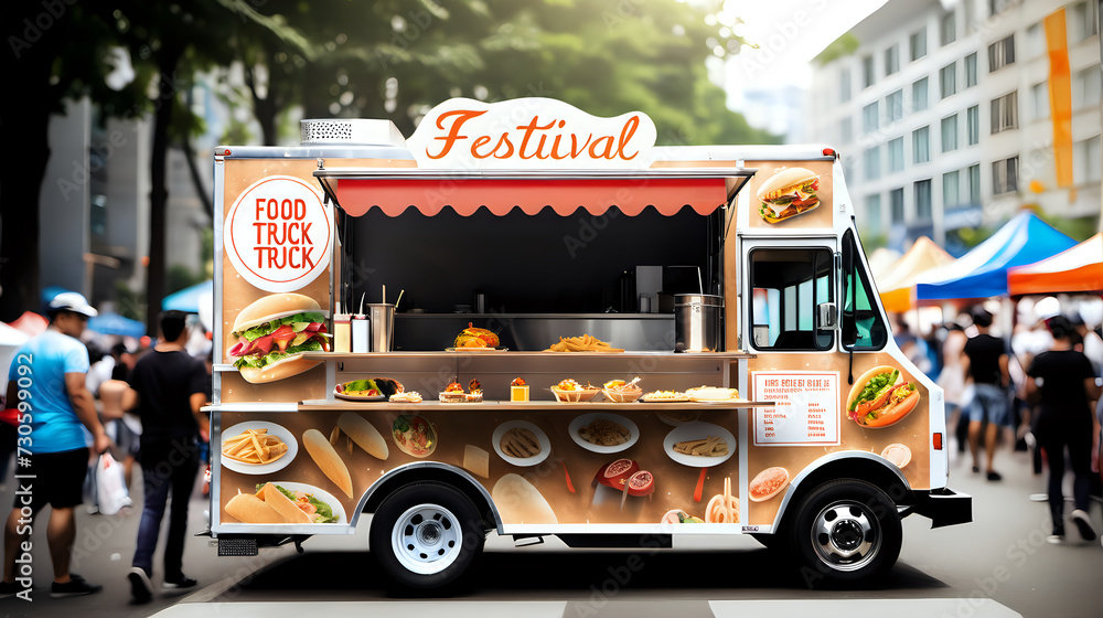 food truck in city festival.