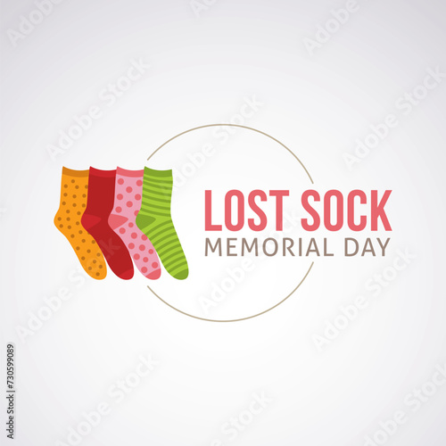 Lost Sock Memorial Day Vector Illustration. it's celebrated by some people with activities like throwing out single socks, using them for cleaning purposes, or creating fun crafts. flat style design.